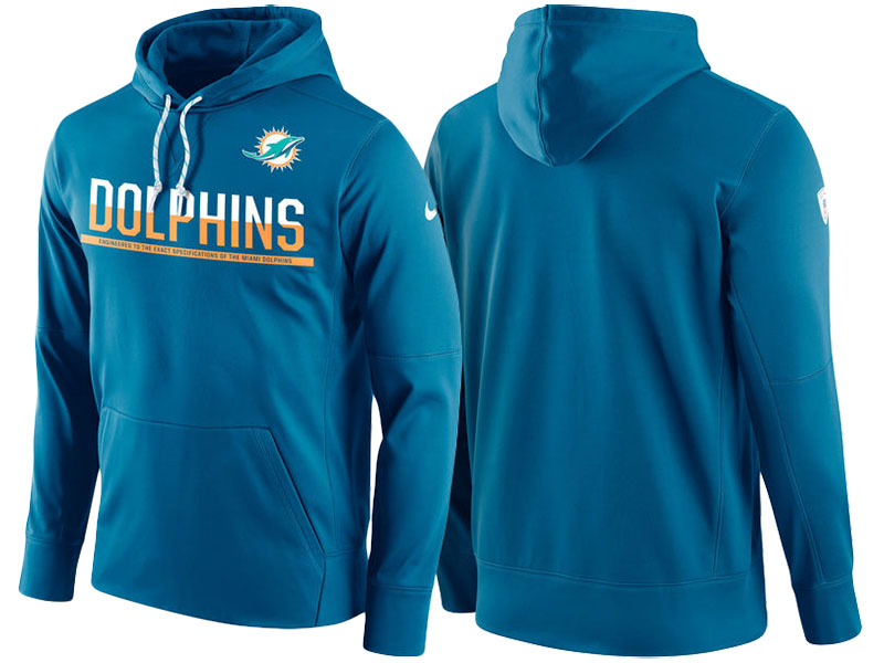 Miami Dolphins Blue Circuit Thermafit Sideline Winter Pullover Performance Hoodie