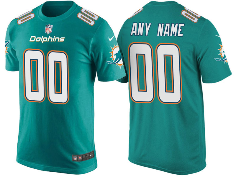 Miami Dolphins Custom Aqua Name & Number T-Shirt