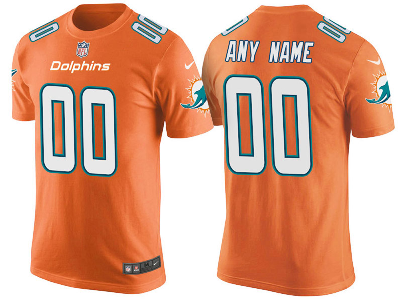 Miami Dolphins Custom Orange Name & Number T-Shirt