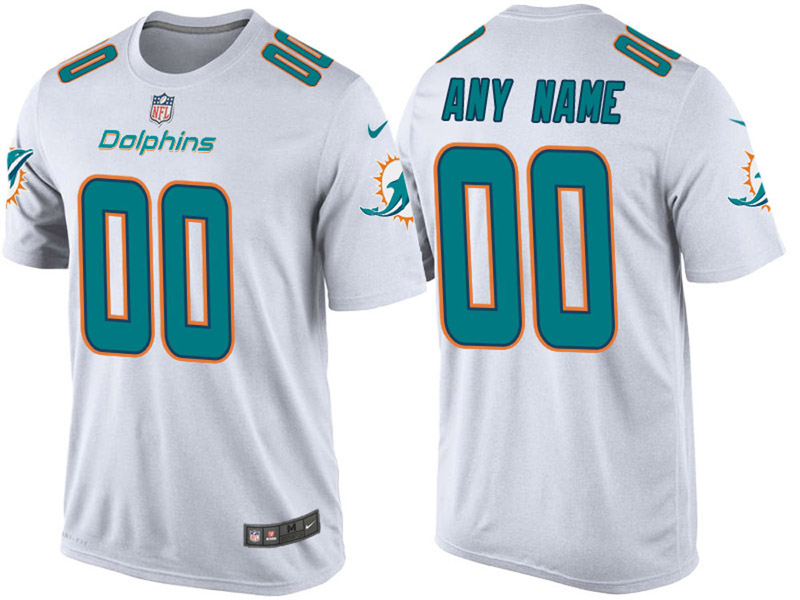 Miami Dolphins Custom White Name & Number T-Shirt