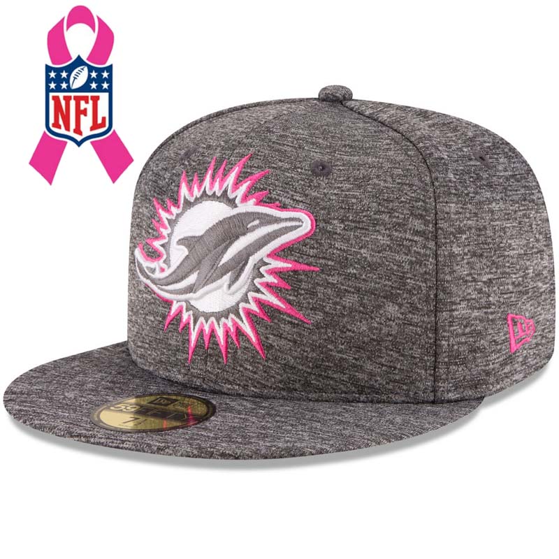 Miami Dolphins Gray New Era Heather 2016 Breast Cancer Awareness Sideline 59FIFTY Fitted Hat