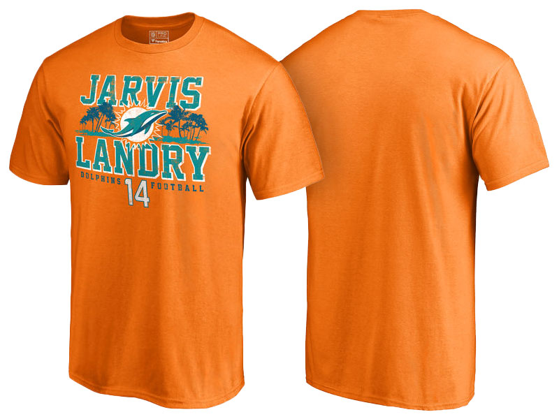 Miami Dolphins Pro Line Orange Number & Name Jarvis Landry Fans T-Shirt