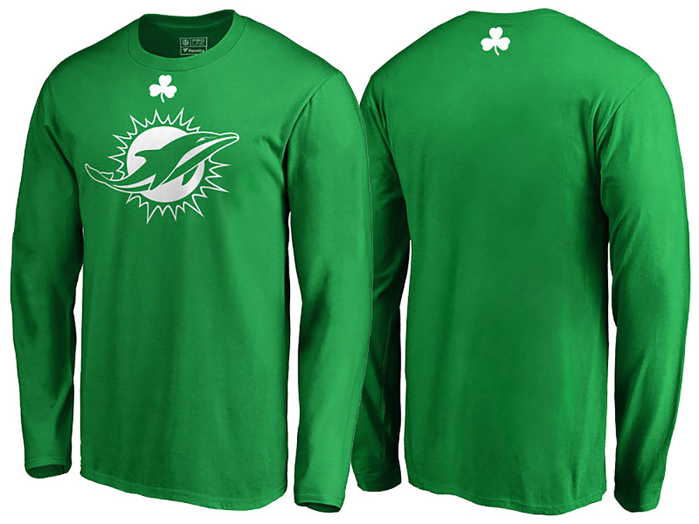 Miami Dolphins Kelly Green White Logo St. Patrick's Day Long Sleeve T-Shirt