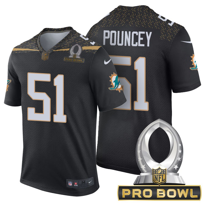 Miami Dolphins #51 Mike Pouncey Black 2016 Pro Bowl Game Jersey