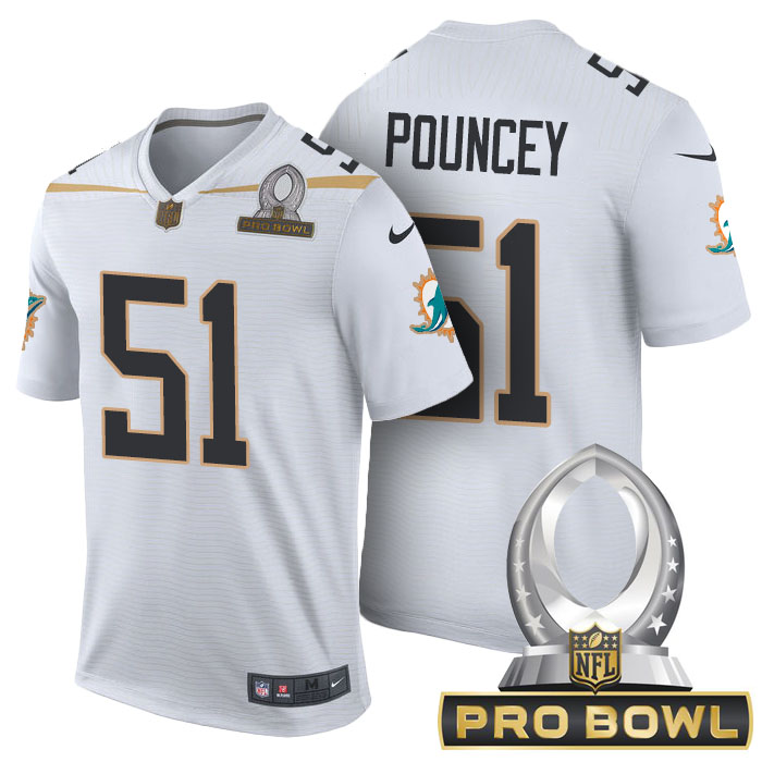 Miami Dolphins #51 Mike Pouncey White 2016 Pro Bowl Game Jersey