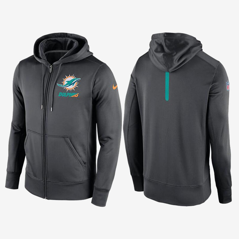 Miami Dolphins Navy Blue Sideline Full-Zip Performance Hoodie