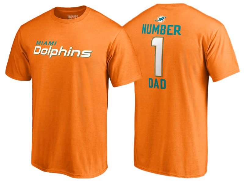 Men's Miami Dolphins Orange Father's Day Number 1 Dad T-Shirt