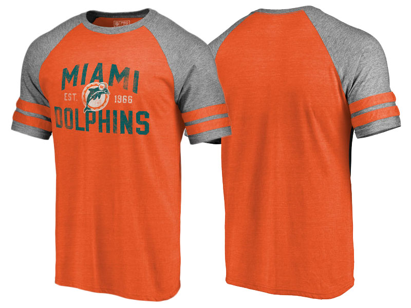 Miami Dolphins Orange Refresh Tenacity Retro Raglan Tri-Blend T-Shirt