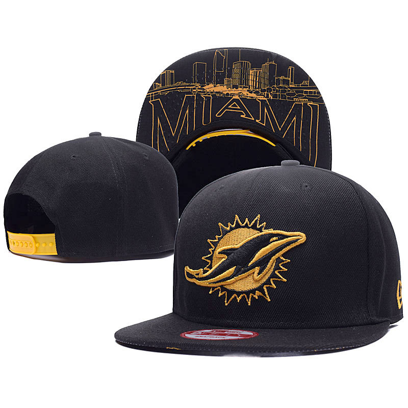 Miami Dolphins New Era Black/Gold Super Bowl 50 Gold Collection 9FIFTY Adjustable Hat