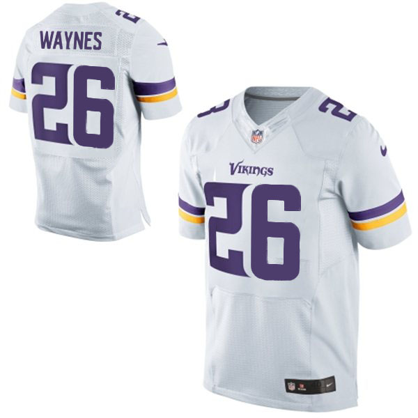 2015 NFL Draft Overall Pick 11th Minnesota Vikings #26 Trae Waynes Elite White Jersey