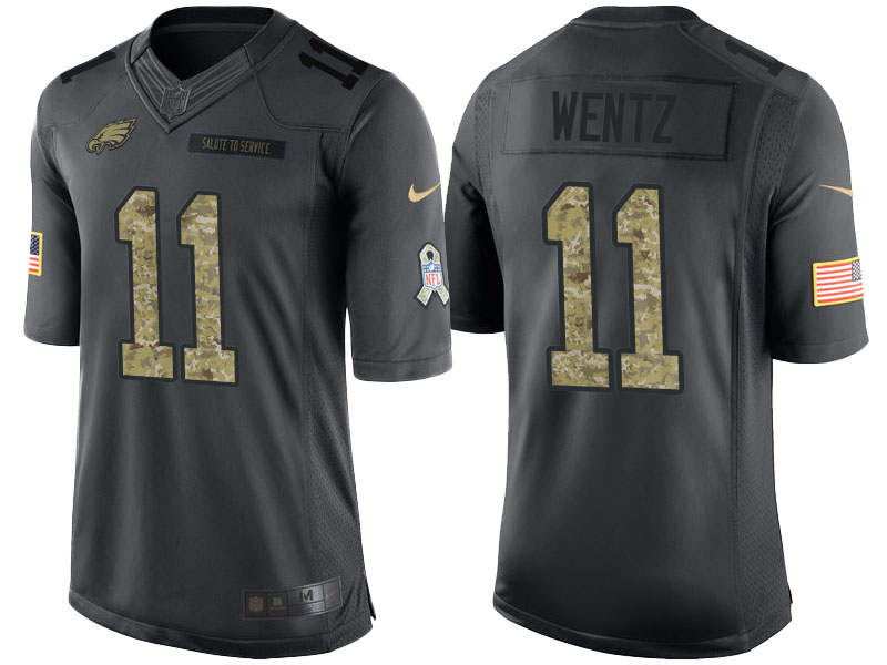 Philadelphia Eagles #11 Carson Wentz Camo Anthracite 2016 Salute to Service Limited Jersey