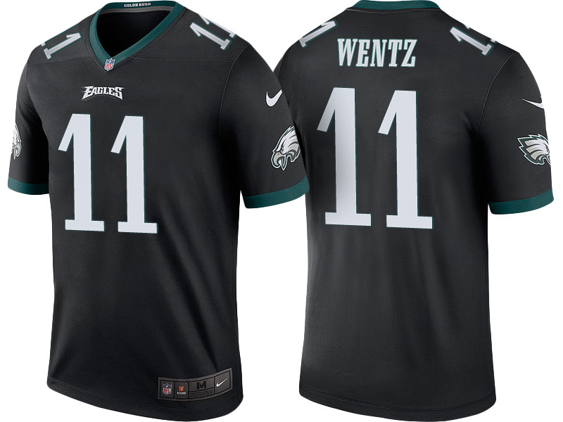 Philadelphia Eagles #11 Carson Wentz Black Color Rush Legend Jersey