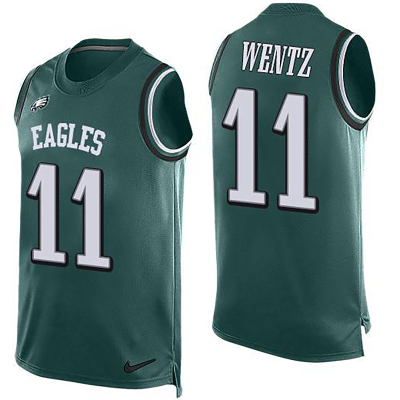 Eagles #11 Carson Wentz Midnight Green Team Color Men NFL Limited Tank Top