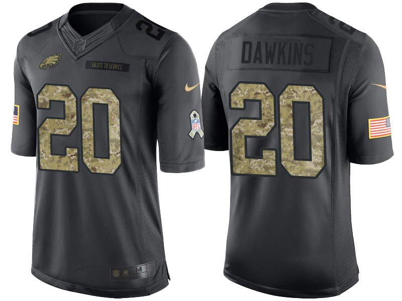 Philadelphia Eagles #20 Brian Dawkins Camo Anthracite 2016 Salute to Service Limited Jersey