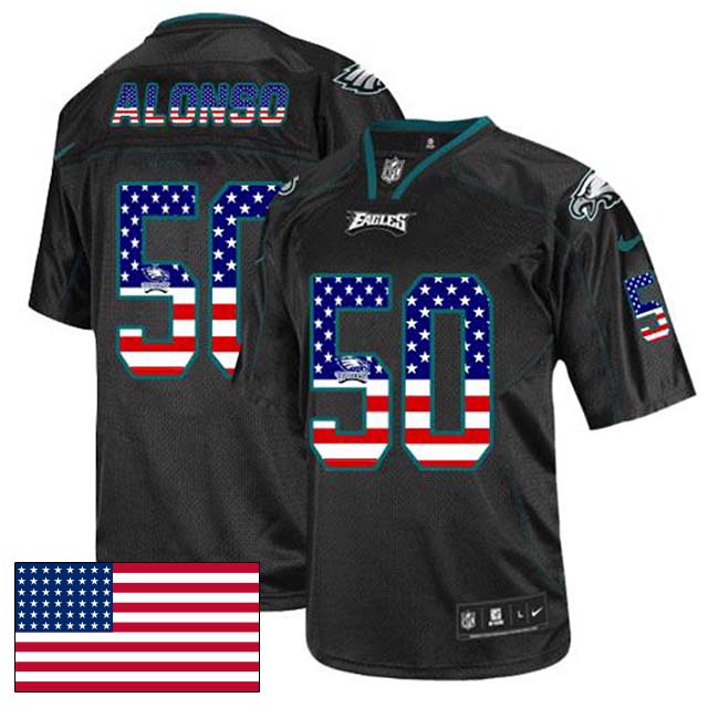 Philadelphia Eagles #50 Kiko Alonso Black USA Flag Fashion Jersey