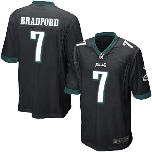 Men Nike Philadelphia Eagles #7 Sam Bradford Game Black NFL Jersey