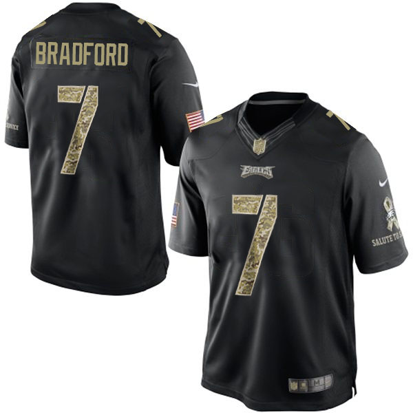 Philadelphia Eagles #7 Sam Bradford Black Salute To Service Jersey