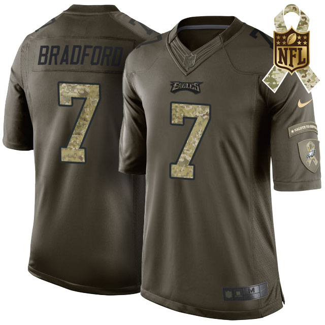 Philadelphia Eagles #7 Sam Bradford Green Camo Salute To Service Limited Jersey