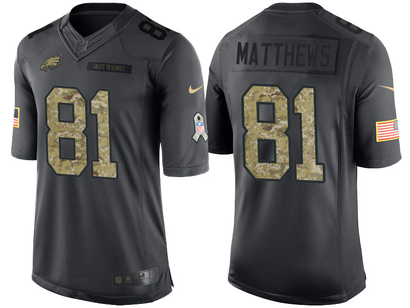 Philadelphia Eagles #81 Jordan Matthews Camo Anthracite 2016 Salute to Service Limited Jersey