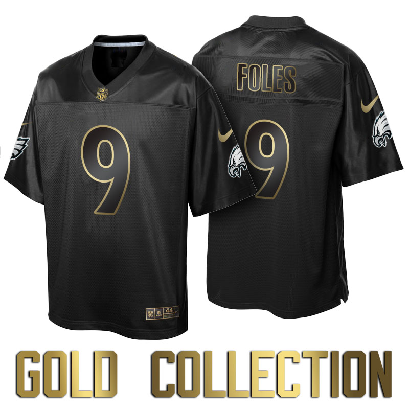 Philadelphia Eagles #9 Nick Foles Super Bowl 50th Black Gold Collection Jersey