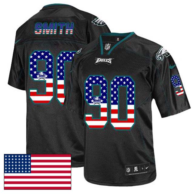 Philadelphia Eagles #90 Marcus Smith Black USA Flag Fashion Jersey