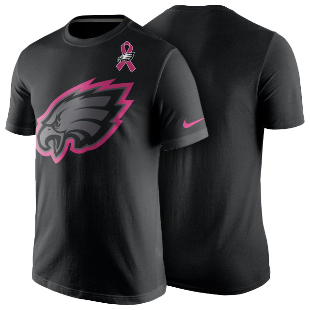 Philadelphia Eagles Black Breast Cancer Awareness Team Travel Performance T-Shirt