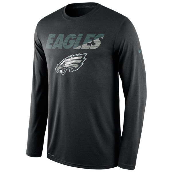 Philadelphia Eagles Black Legend Staff Practice Long Sleeve Performance T-Shirt