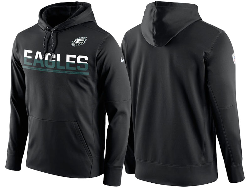 Philadelphia Eagles Black Circuit Thermafit Sideline Warm Pullover Performance Hoodie