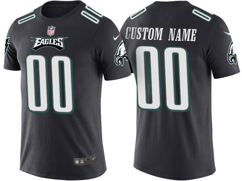 Philadelphia Eagles Custom Black Name & Number T-Shirt