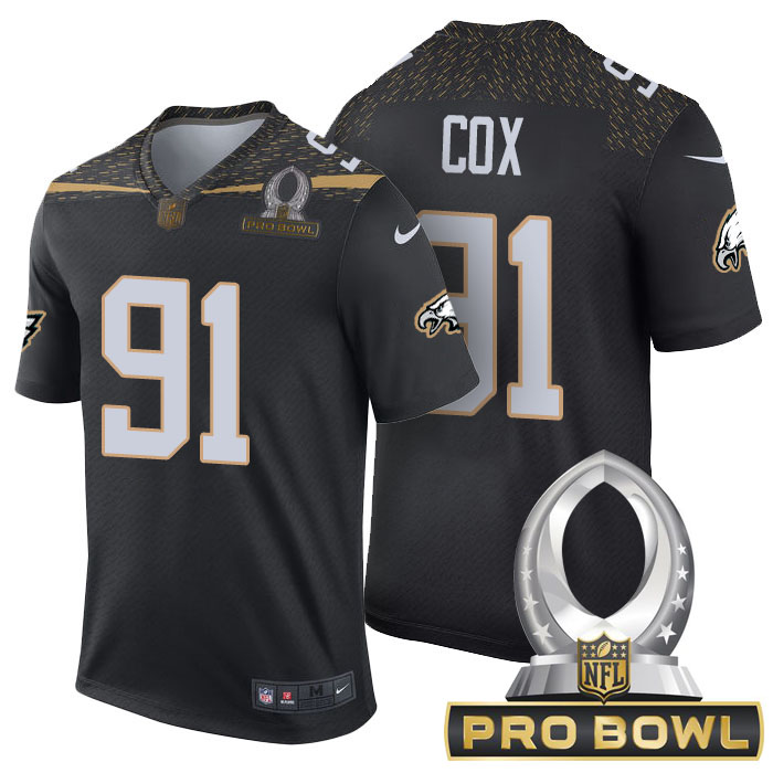 Philadelphia Eagles #91 Fletcher Cox Black 2016 Pro Bowl Game Jersey