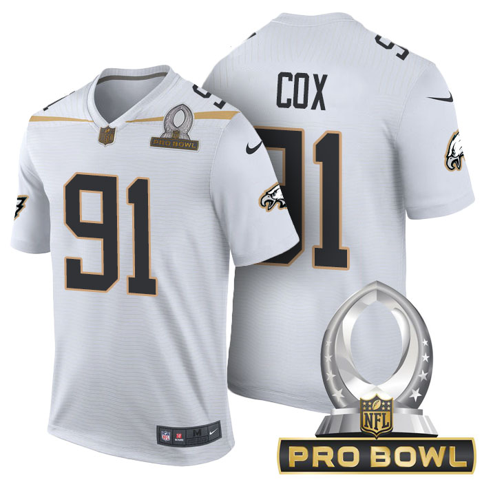 Philadelphia Eagles #91 Fletcher Cox White 2016 Pro Bowl Game Jersey