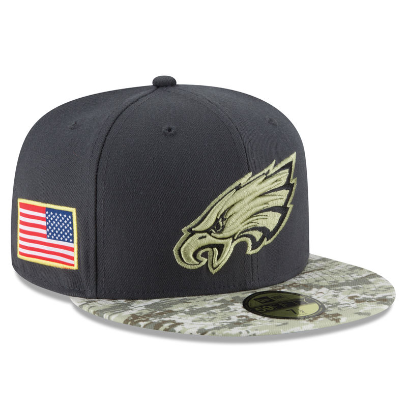 Philadelphia Eagles Graphite Salute To Service Sideline Camo Veterans Day 59FIFTY Fitted Hat