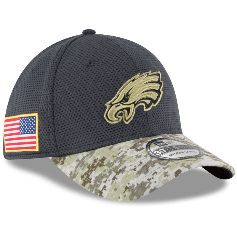 Philadelphia Eagles Graphite New Era Camo 2016 Salute to Service 39THIRTY Flex Hat