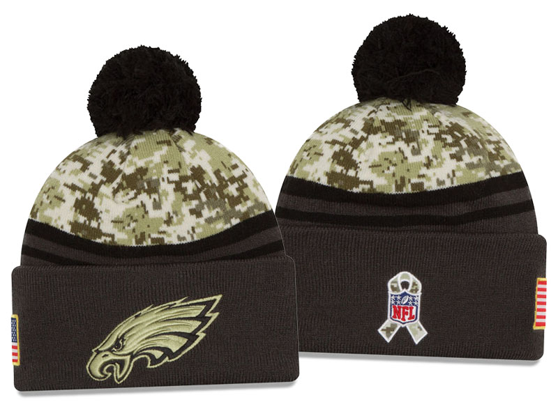 Philadelphia Eagles Graphite New Era Camo Salute To Service Knit Hat For Veterans Day