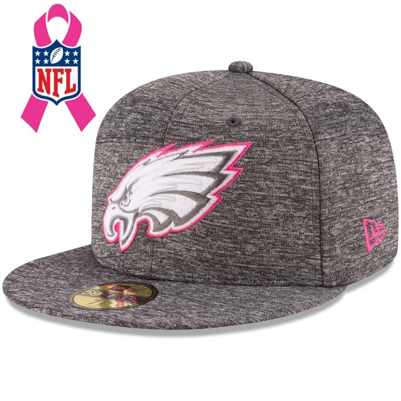 Philadelphia Eagles Gray New Era Heather 2016 Breast Cancer Awareness Sideline 59FIFTY Fitted Hat