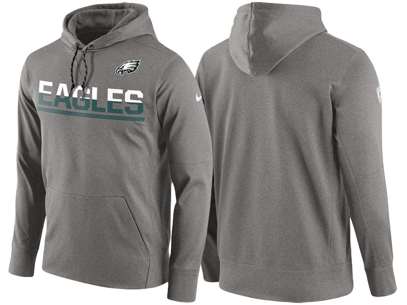 Philadelphia Eagles Gray Circuit Thermafit Sideline Winter Pullover Performance Hoodie