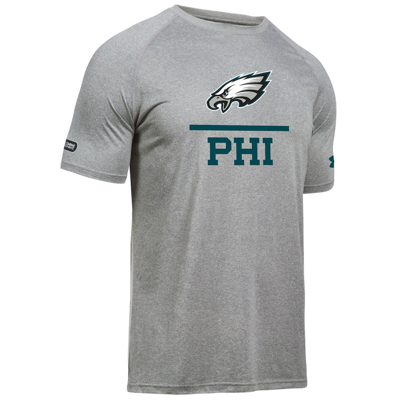 Philadelphia Eagles Heathered Gray Under Armour Combine Authentic Lockup Tech T-Shirt