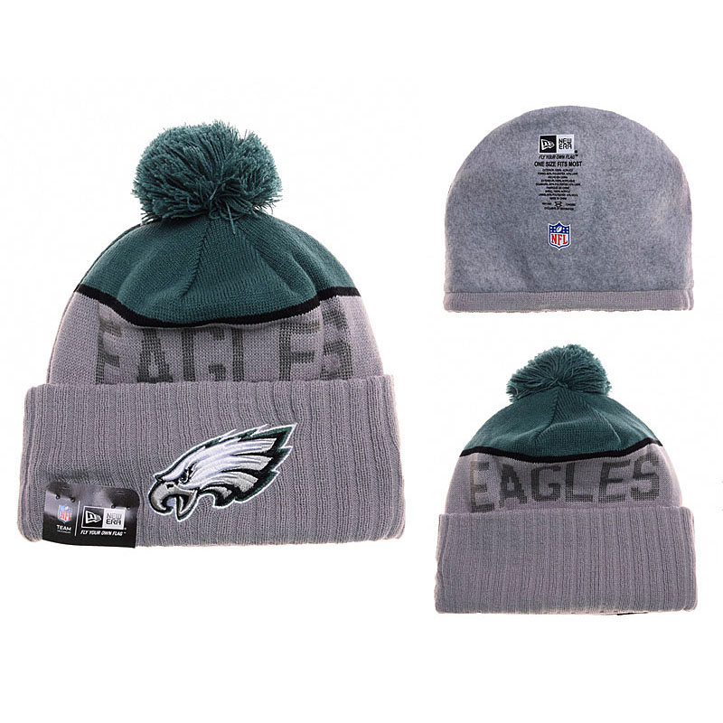 Men's Philadelphia Eagles New Era Gray Sport Knit Hat With Pom