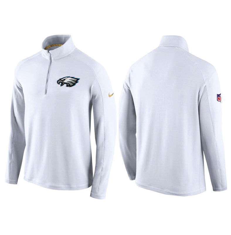 Philadelphia Eagles White Game Day Half-Zip Knit Performance Tri-Blend Jacket