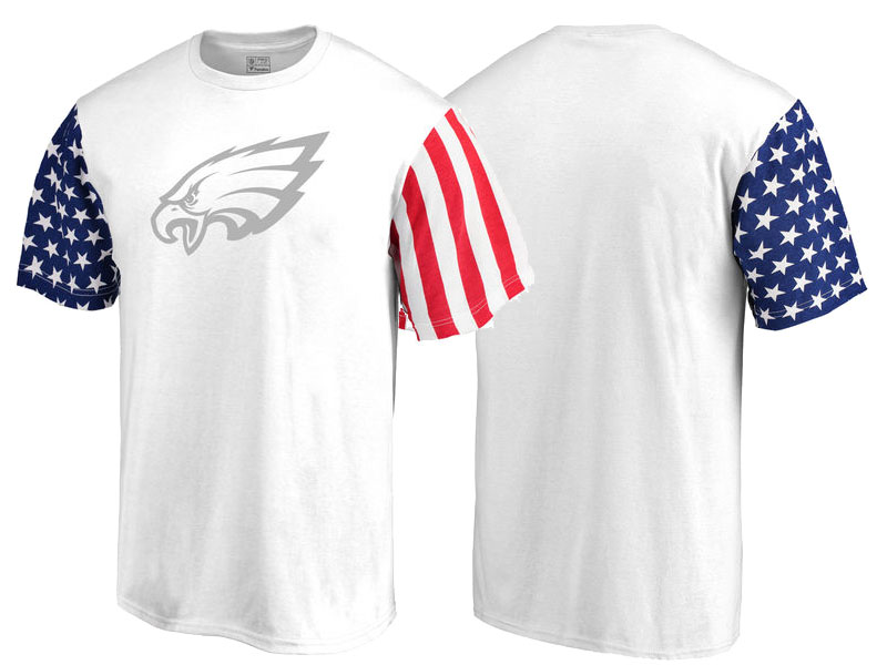 Philadelphia Eagles White Independence Day Stars & Stripes T-Shirt