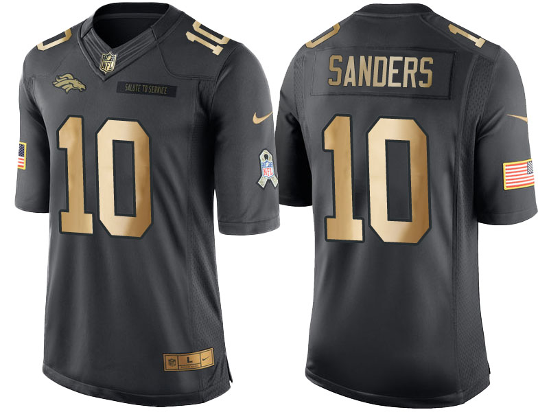 Broncos #10 Emmanuel Sanders Anthracite 2016 Christmas Gold Salute to Service Jersey