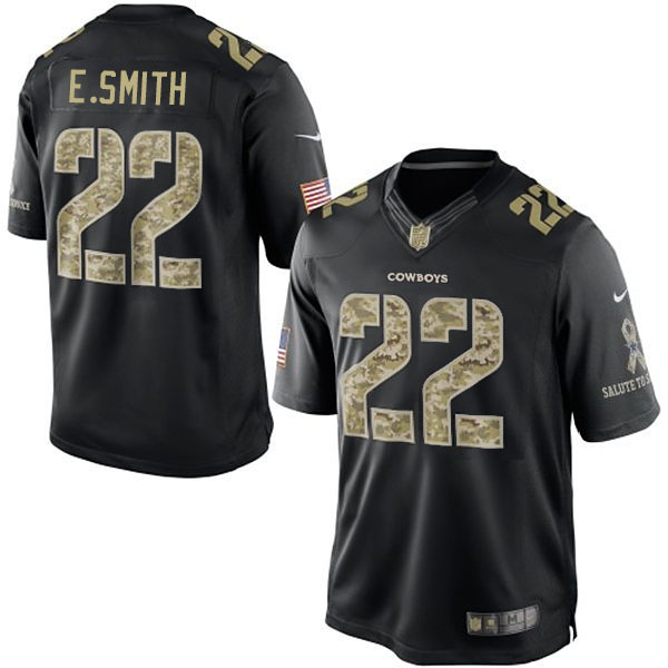 Men's Dallas Cowboys #22 Emmitt Smith Nike Black Salute To Service Jersey