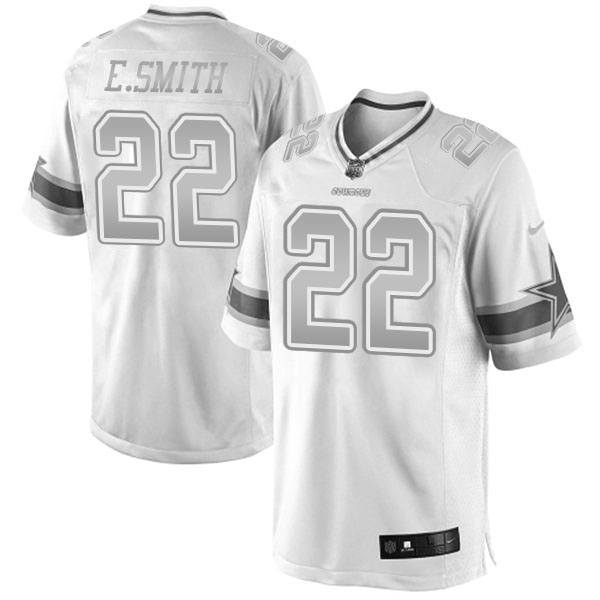 Men's Dallas Cowboys #22 Emmitt Smith Nike White Platinum Limited Jersey