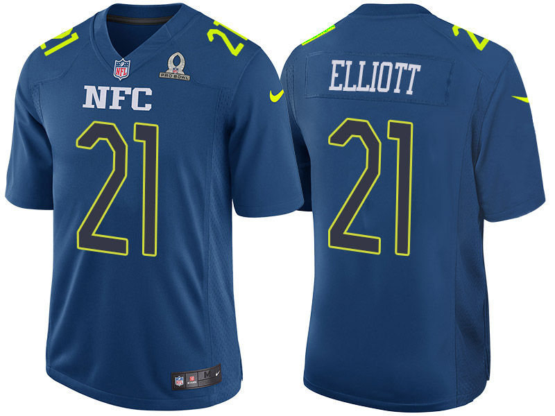 2017 Pro Bowl NFC Ezekiel Elliott Blue Game Jersey