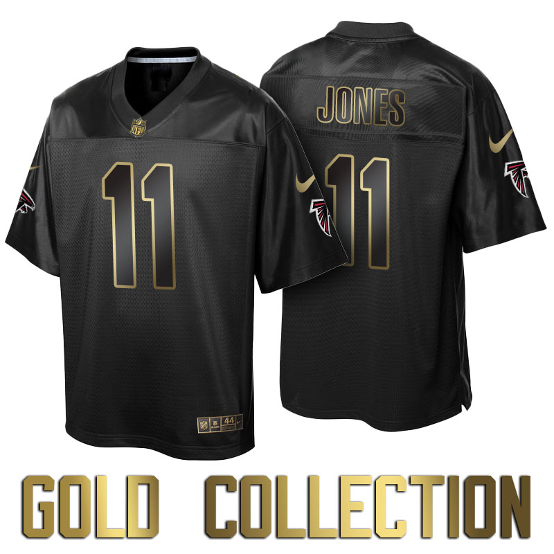 Atlanta Falcons #11 Julio Jones Super Bowl 50th Black Gold Collection Jersey