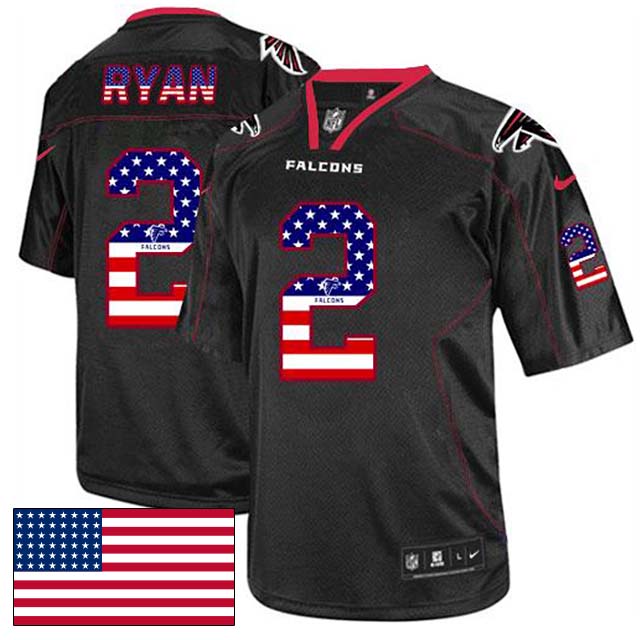 Atlanta Falcons #2 Matt Ryan Black USA Flag Fashion Jersey