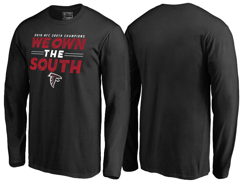 2016 NFC South Division Champions Atlanta Falcons Black Edged Long Sleeve T-Shirt