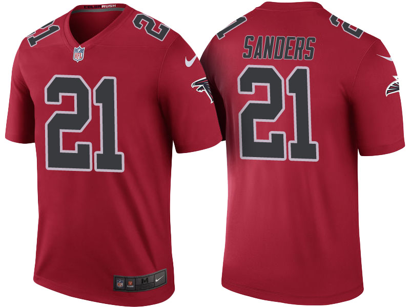 Atlanta Falcons #21 Deion Sanders Red Color Rush Legend Jersey