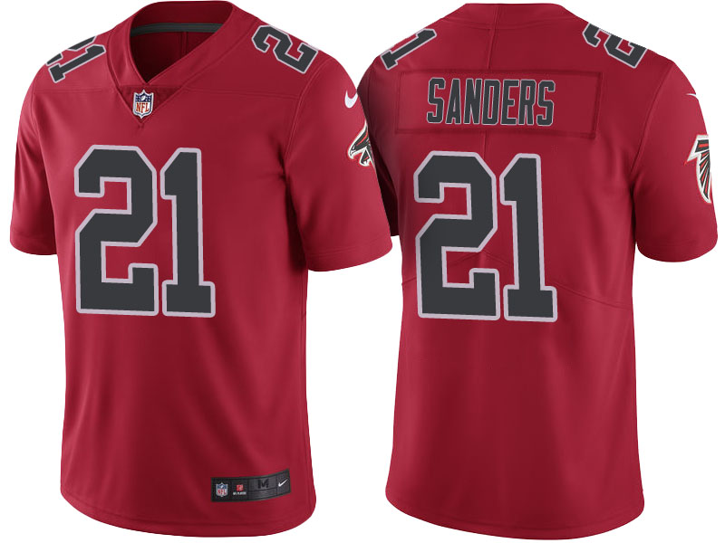 Atlanta Falcons #21 Deion Sanders Red Color Rush Limited Jersey