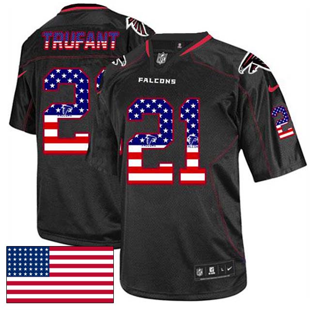 Atlanta Falcons #21 Desmond Trufant Black USA Flag Fashion Jersey